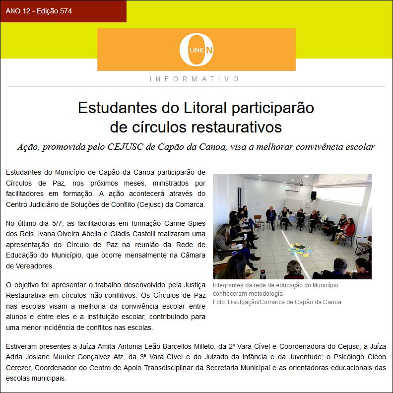 Matéria publicada no 'Informativo' do TJ-RS, na edição nº 574.